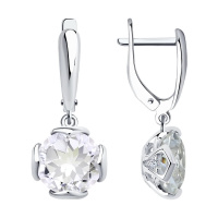 Серьги из серебра с горным хрусталем и фианитами Серьги из серебра с горным хрусталем и фианитами