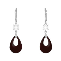 Серьги из серебра с керамикой и фианитами