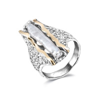 Серебряное кольцо с жемчугом и золотом