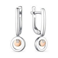 Серьги из серебра с позолотой и бриллиантом «Дуэт» Серьги из серебра с позолотой и бриллиантом «Дуэт»