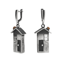 Серьги из серебра с гематитом «Дом» Серьги из серебра с гематитом «Дом»