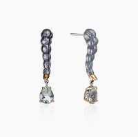 Серебряные серьги «Мятная Змея» с празиолитом Серебряные серьги «Мятная Змея» с празиолитом