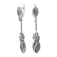 Серебряные серьги «Бастет» кошка богиня Серебряные серьги «Бастет» кошка богиня
