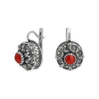 Серьги из серебра с кораллом Серьги из серебра с кораллом