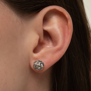 Серебряные серьги-пуссеты «Роза»