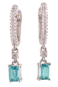 Серьги из серебра с фианитами и апатитом