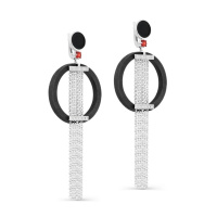 Серьги из серебра с деревом, корундом и фианитами Серьги из серебра с деревом, корундом и фианитами
