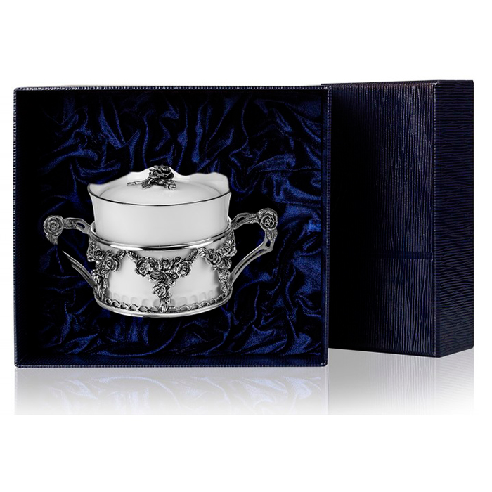 Серебряная сахарница «Роза»