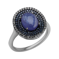 Кольцо из серебра с топазом и сапфиром