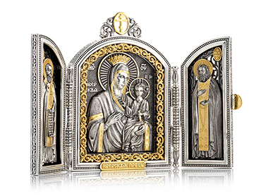 Серебряный складень «Иверская Богоматерь»