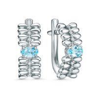 Серебряные серьги с топазом и фианитами