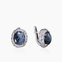 Серебряные серьги «Сателлит» с камнем питерсит