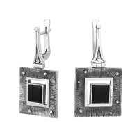 Серьги из серебра с ониксом Серьги из серебра с ониксом