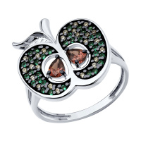 Серебряное кольцо с фианитами «Яблоко»