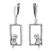 Серебряные серьги «Кот»