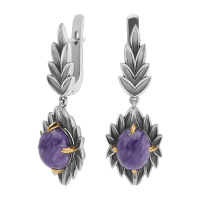 Серьги из серебра с чароитом Серьги из серебра с чароитом