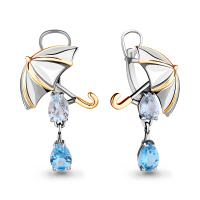 Серебряные серьги с топазами «Зонтик» Серебряные серьги с топазами «Зонтик»