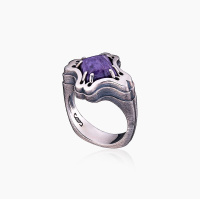 Серебряное кольцо «Чароитовый Крест» с чароитом