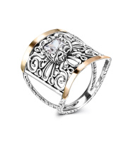 Кольцо из серебра с фианитом в позолоте