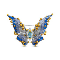 Брошь из серебра с топазами, эмалью в позолоте «Бабочка» Брошь из серебра с топазами, эмалью в позолоте «Бабочка»