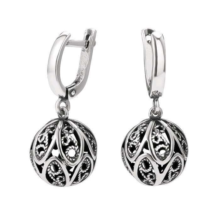 Серебряные серьги «Пасхальный шар»