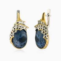 Серьги из серебра с камнем питерсит Серьги из серебра с камнем питерсит