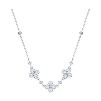 Серебряное колье с фианитами «Цветы»