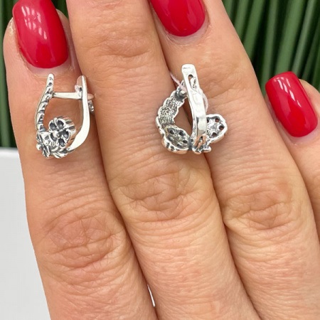 Серебряные серьги «Незабудки»