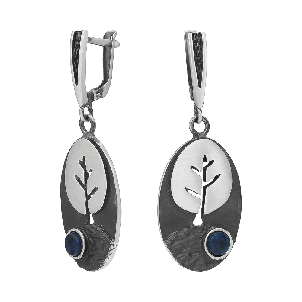 Серьги из серебра с лазуритом