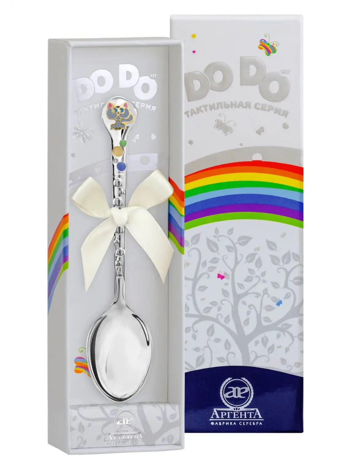 Ложка детская DODO «Котенок» с серой эмалью