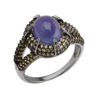 Кольцо из серебра с сапфиром и танзанитом