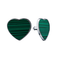 Серебряные серьги «Малахитовое сердце»