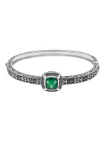 Серебряный браслет ALEXANDRE VASSILIEV с зеленым агатом, марказитами Swarovski