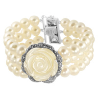 Серебряный браслет с жемчугом, перламутром и марказитами Swarovski Серебряный браслет с жемчугом, перламутром и марказитами Swarovski