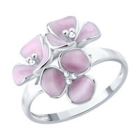 Серебряное кольцо с эмалью «Цветы»