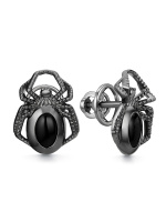 Серьги из серебра с агатом «Паук» Серьги из серебра с агатом «Паук»