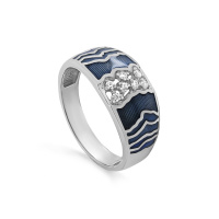 Кольцо из серебра с фианитами и эмалью Кольцо из серебра с фианитами и эмалью