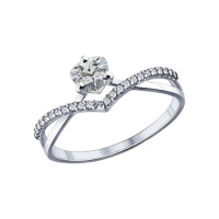 Кольцо из серебра с фианитами