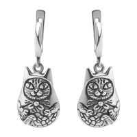 Серебряные серьги «Неваляшка» коты