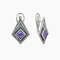 Cеребряные серьги с чароитом