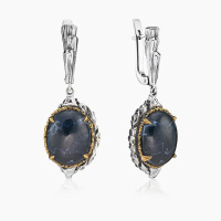 Серебряные серьги «Таинственная Галактика» с питерситом Серебряные серьги «Таинственная Галактика» с питерситом