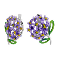 Серьги из серебра «Цветы» с эмалью