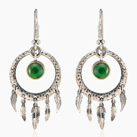 Серебряные серьги «Нефритовый Ловец Снов»