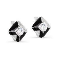 Серебряные серьги с эмалью и фианитами