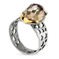 Серебряное кольцо с золотом и раухтопазом Серебряное кольцо с золотом и раухтопазом