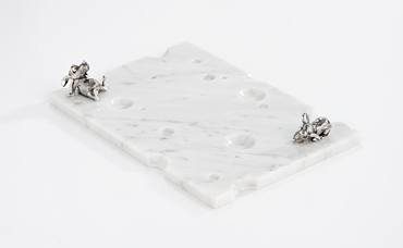 Доска для сыра «Мышиный пир» мрамор и серебро