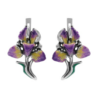 Серьги из серебра с эмалью «Ирисы»