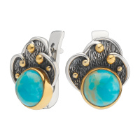 Серьги из серебра с бирюзой в позолоте