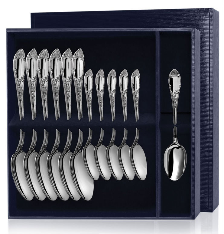 Серебряный набор «Престиж» 12 предметов столовые и чайные ложки