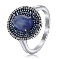 Кольцо из серебра с топазом и сапфиром